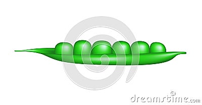 Fresh green pea pod Vector Illustration