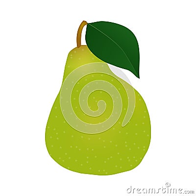 Fresh green pear with leaf. Vector Illustration