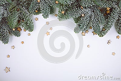 Pine branches christmas decoration isolated Stock Photo