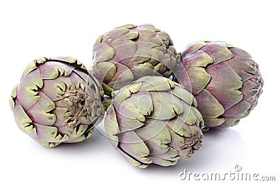 Fresh green purple artichokes Stock Photo