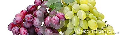 Fresh green and rose Grapes with water drop. Nature horizontal background Stock Photo