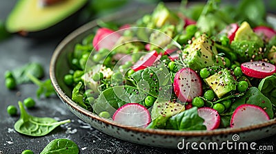 fresh green salad plate featuring ingredients Stock Photo