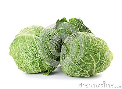 Fresh green savoy cabbages Stock Photo