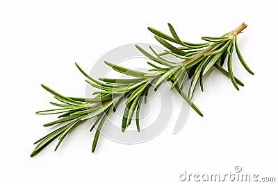 Fresh green sprig of rosemary isolated on a white background. Green natural spices Stock Photo