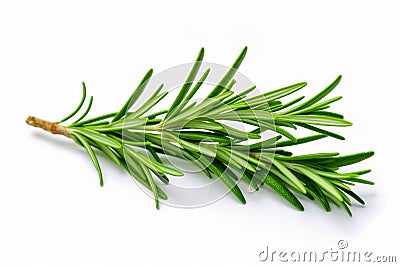 Fresh green sprig of rosemary isolated on a white background. Green natural spices Stock Photo