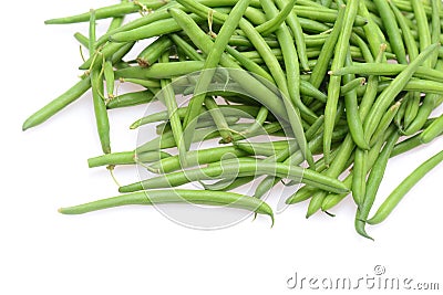 Fresh green string beans isolated on a white background Stock Photo