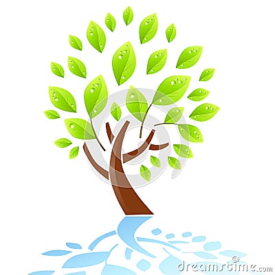 Fresh Green Tree Cartoon Illustration