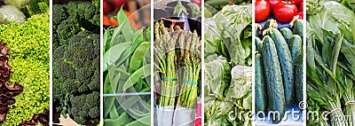 Fresh Green Vegetable Collage Stock Photo