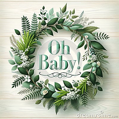 Fresh Greenery Baby Announcement in Natural Elegance Stock Photo