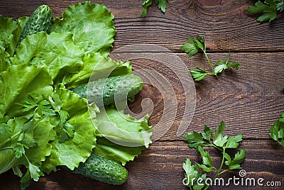 Fresh greens and vegetables Stock Photo