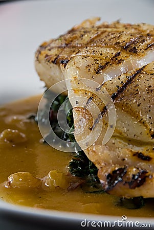 Fresh grilled grouper Stock Photo