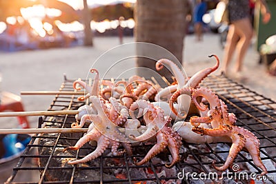 Fresh grilled squids Stock Photo