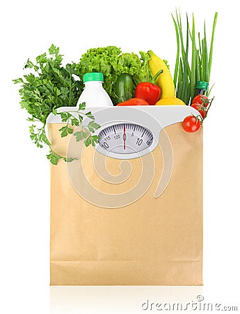 Fresh groceries in a paper bag Stock Photo
