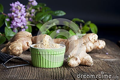 Fresh and Ground Ginger Stock Photo