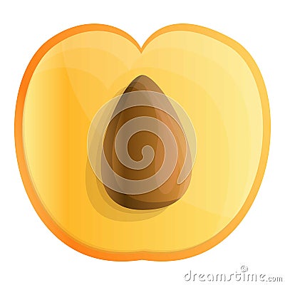 Fresh half apricot icon, cartoon style Vector Illustration
