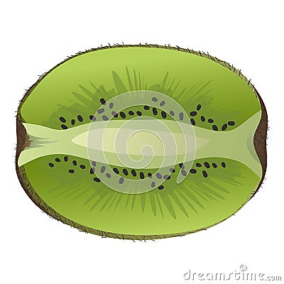 Fresh half kiwi icon, cartoon style Vector Illustration