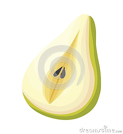 fresh half pear fruit isolated icon Cartoon Illustration