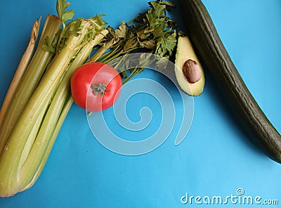 Fresh Harvest on colorful background in autumn Garden Vegetable Vitamin Natural Organic lies on millennial background Top View Stock Photo