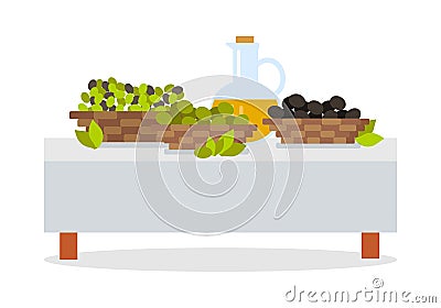 Fresh Harvest of Olives Flat Design Vector Concept Vector Illustration