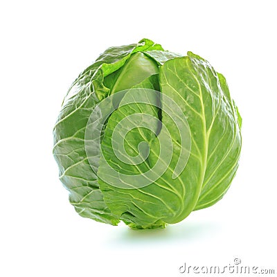 Single cabbage on white Stock Photo