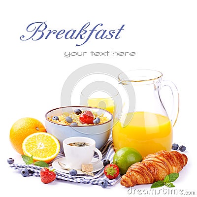 Fresh healthy breakfast with copyspace Stock Photo