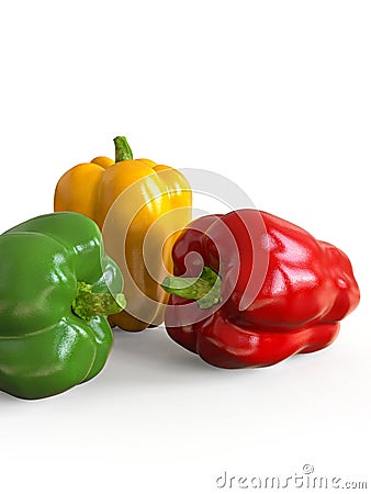 Fresh, healthy, delicious looking bell peppers, in vivid colours Stock Photo