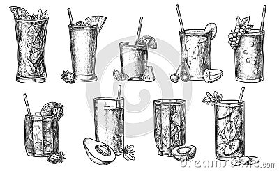 Healthy drink hand drawn sketch isolated on white background Cartoon Illustration