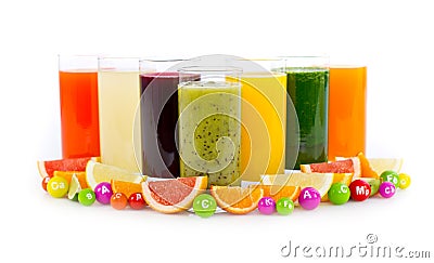 Fresh and healthy fruit and vegetable juices Stock Photo