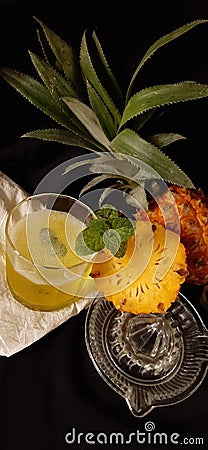 Fresh Healthy Pineapple Juice .For Summer Treat. Stock Photo