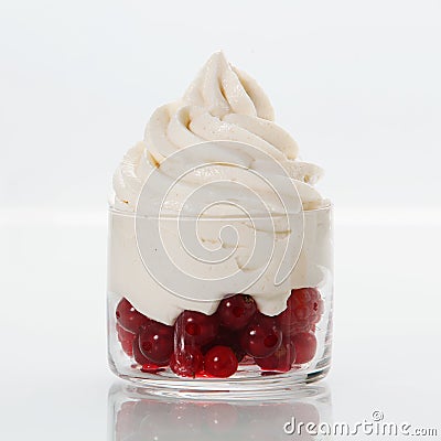 Fresh healthy redcurrants with frozen yogurt Stock Photo