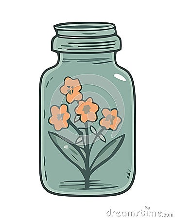 Fresh herb in jar, a nature gift Vector Illustration