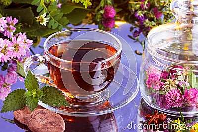 Fresh herbal tea with cocoa Stock Photo