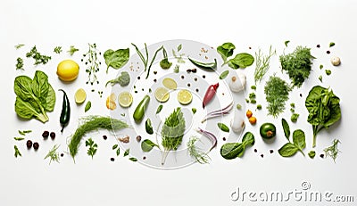 Fresh Herbs, Vegetables & Spices - A Colorful, Delicious Harvest! Stock Photo