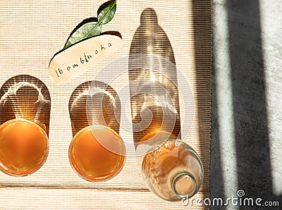 fresh home made kombucha, fermented fungus tea, healthy lifestyle Stock Photo