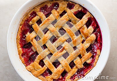 Fresh Homemade Baked Blackberry Pie Closeup Stock Photo