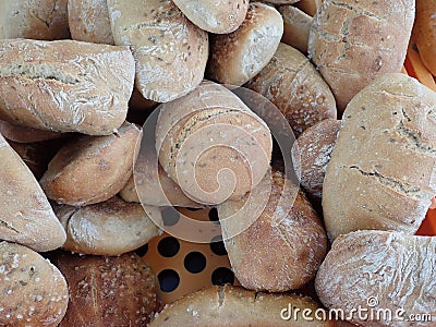 Fresh homemade baked bread in abundance Stock Photo