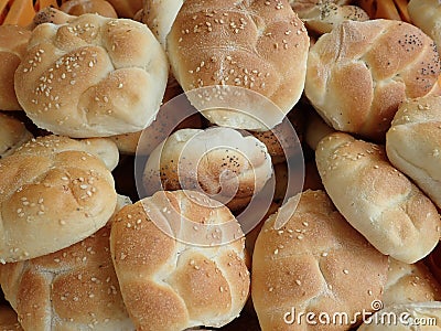 Fresh homemade baked bread in abundance Stock Photo