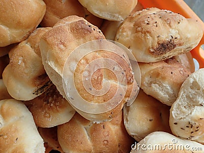 Fresh homemade baked bread in abundance Stock Photo