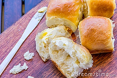 Fresh and Homemade Dinner Rolls / Buns Stock Photo