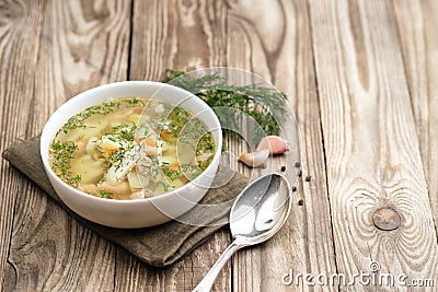 Fresh homemade fish soup with vegetables Stock Photo