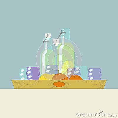 Fresh homemade lemonade on a tray Vector Illustration