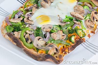 Fresh, hot baked Vegetarian flatbread pizza Stock Photo