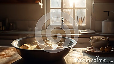 Fresh Hot Bowl of Matzoh Ball Soup For Passover Jewish Holiday - Generative AI Stock Photo