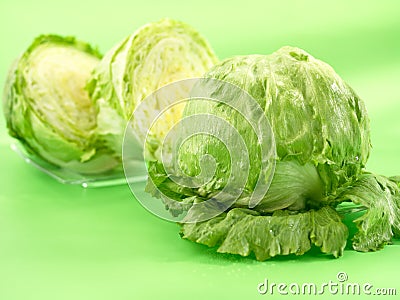 Fresh iceberg lettuces Stock Photo