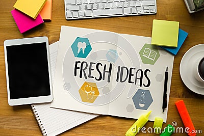 FRESH IDEAS Ideas Design Innovation think Objective Strategy , N Stock Photo