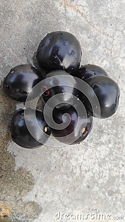 Fresh jamun fruits or Indian BlackBerry fruits Stock Photo