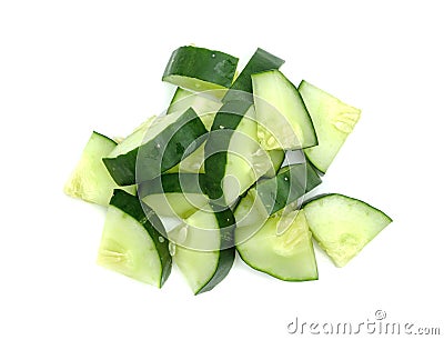 Fresh japanese cucumber sliced isolated on white background Stock Photo