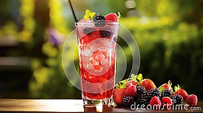 fresh juice soda drink berry Cartoon Illustration