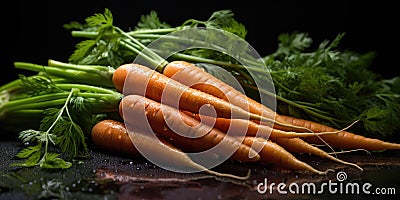 Fresh juicy carrot with leaves Stock Photo