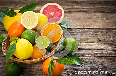 Fresh and juicy citrus fruits Stock Photo